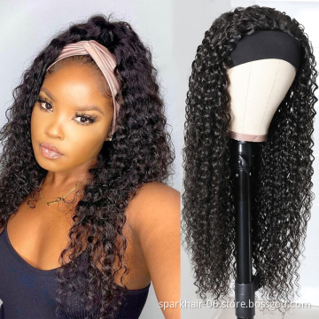 SPARK Wholesale Headband Wig Human Hair For Black Women,Remy Human Hair Headband Wig,Headband Water Wave Ponytail Human Hair Wig